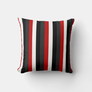 Rotes weißes schwarzes STRIPES Kissen