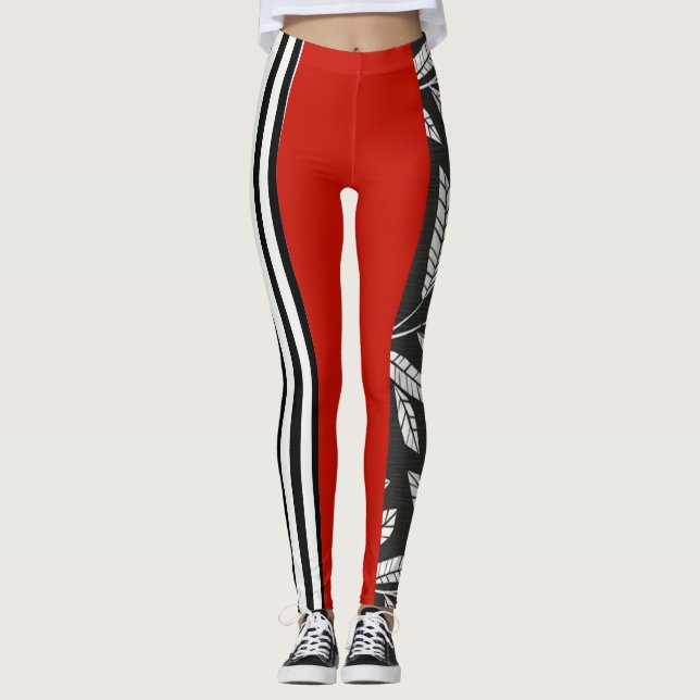 ROTES WEISSES U. SCHWARZ LEGGINGS (Vorderseite)