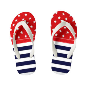 Rotes weißes und Blau mit Weiß-Sternen u. Streif Kinderbadesandalen