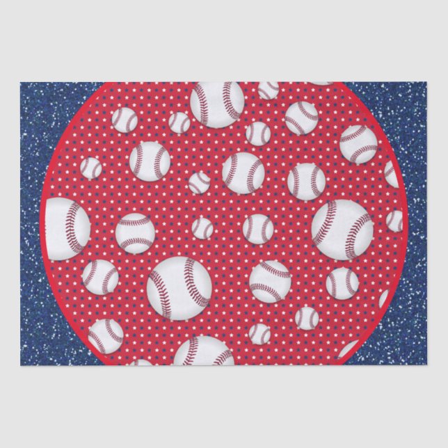 Rotes weißes und blaues Baseballpapier Seidenpapier (Vorderseite)