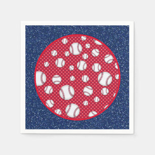 Rotes weißes und blaues Baseballpapier Serviette