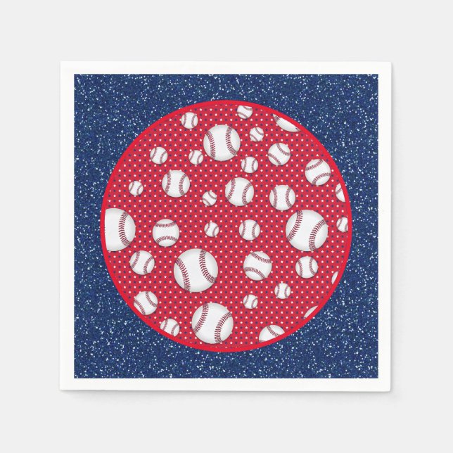 Rotes weißes und blaues Baseballpapier Serviette (Vorderseite)