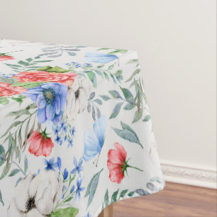 Rotes weißes und blaues Blumenstrauß Tischdecke