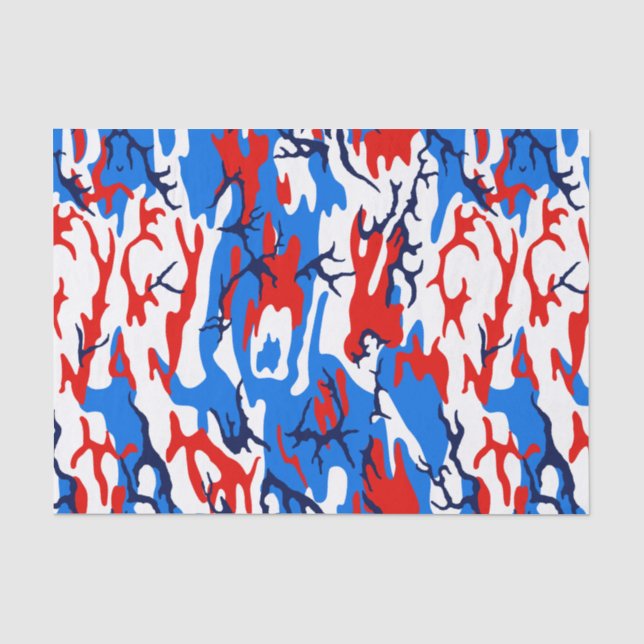 Rotes weißes und blaues Camouflage-Seidenpapier Seidenpapier (Vorderseite)