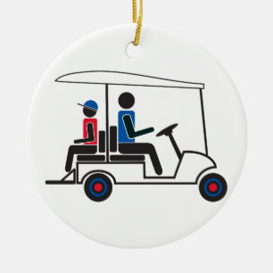 rotes, weißes und blaues Familien-Golfmobil PTC GA Keramikornament