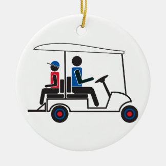 rotes, weißes und blaues Familien-Golfmobil PTC GA Keramikornament