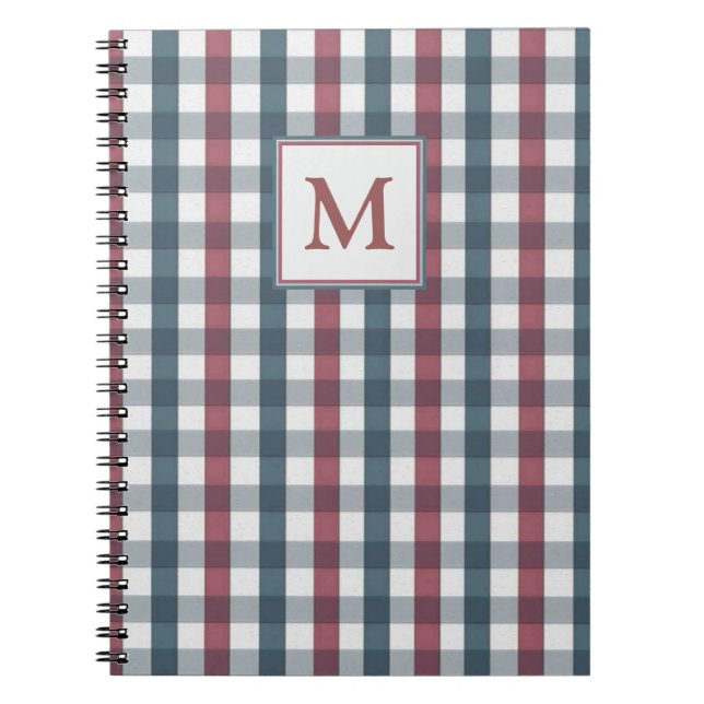 Rotes, Weißes und Blaues Karo-Monogramm Notizblock (Vorderseite)