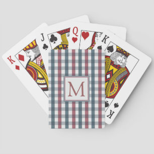 Rotes, Weißes und Blaues Karo-Monogramm Spielkarten