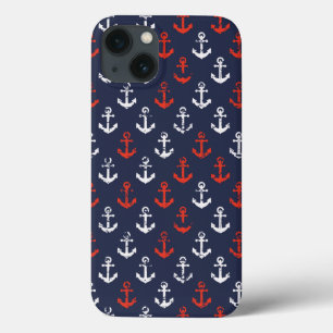 Rotes weißes und blaues Marine-Muster Case-Mate iPhone Hülle
