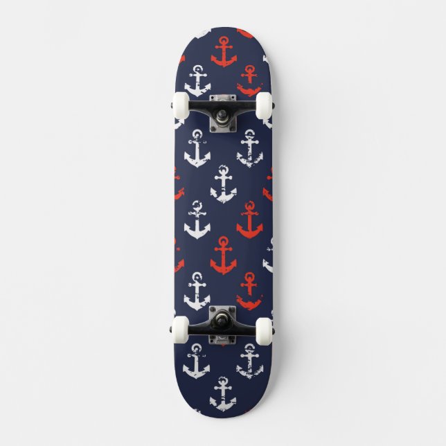 Rotes weißes und blaues Marine-Muster Skateboard (Vorderseite)