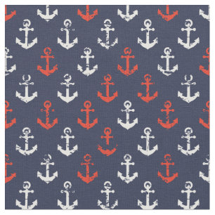 Rotes weißes und blaues Marine-Muster Stoff