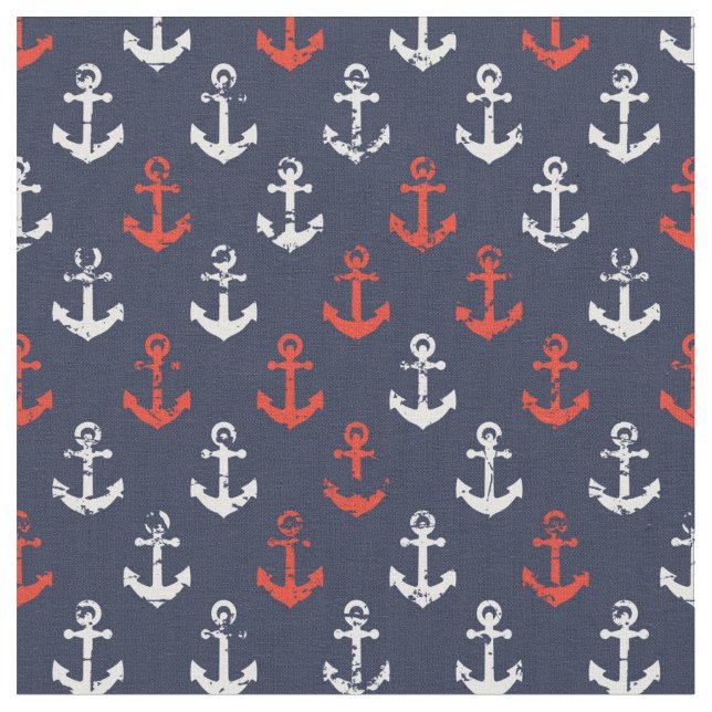 Rotes weißes und blaues Marine-Muster Stoff (Nahaufnahme)