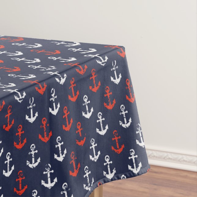 Rotes weißes und blaues Marine-Muster Tischdecke (Beispiel)