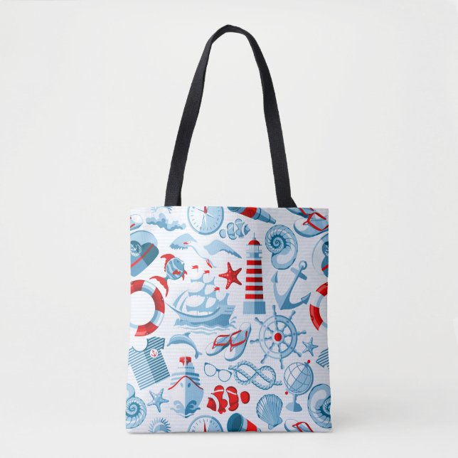 Rotes weißes und blaues nautischmuster tasche (Vorderseite)