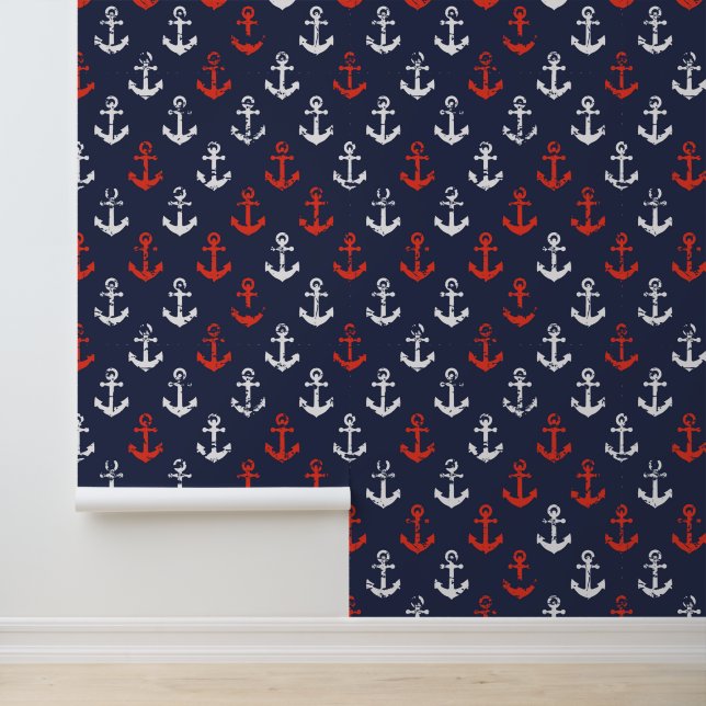 rotes, weißes und blaues Navy-Muster Tapete (Anwendung)