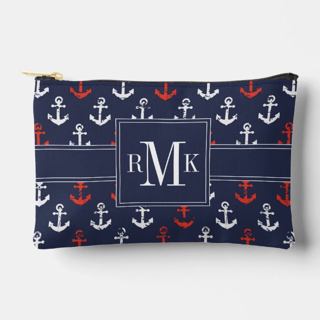rotes, weißes und blaues Navy-Muster Zubehörtasche (Vorderseite)