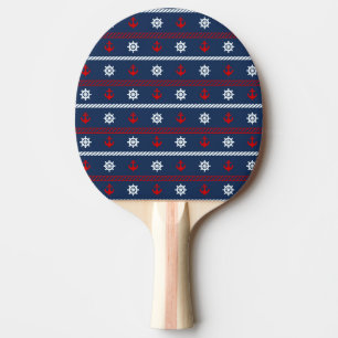 Rotes weißes und blaues Ozean-Muster Tischtennis Schläger