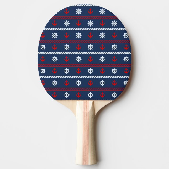 Rotes weißes und blaues Ozean-Muster Tischtennis Schläger (Vorderseite)