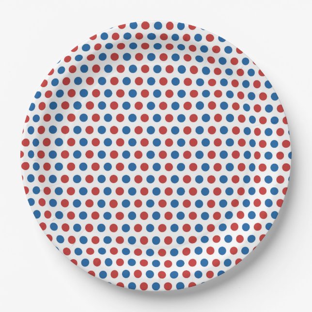 Rotes weißes und blaues Papier Pappteller (Vorderseite)