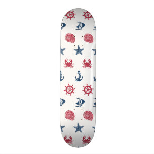 Rotes weißes und blaues Seesymbol-Muster Skateboard