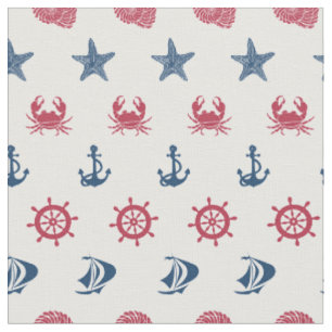 Rotes weißes und blaues Seesymbol-Muster Stoff