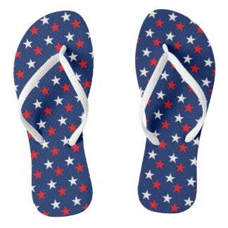 Rotes weißes und blaues Sternenpaar bei Flip Flops