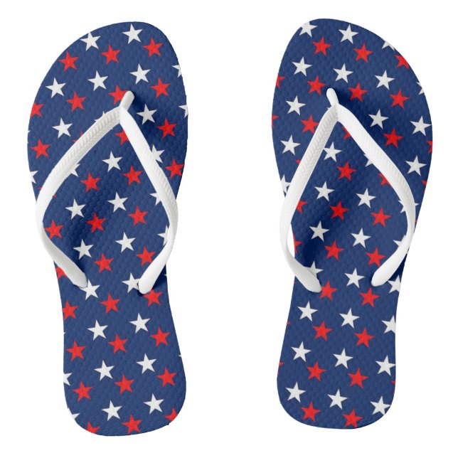 Rotes weißes und blaues Sternenpaar bei Flip Flops (Fußbett)