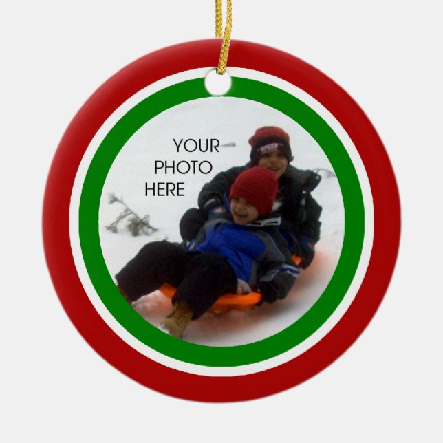 Rotes, weißes und grünes Weihnachten - Keramik Ornament (Vorne)