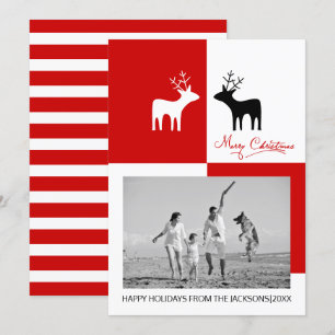 Rotes, weißes Weihnachtskalligraphie-Foto Feiertagskarte