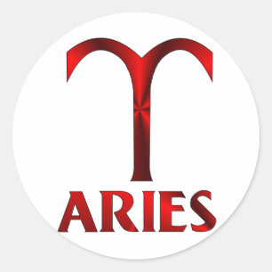 Rotes Widder-Horoskop-Symbol Runder Aufkleber