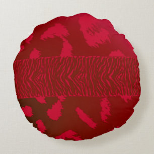 Rotes Wildtiermuster Rundes Kissen