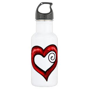 Rotes wirbelherz edelstahlflasche