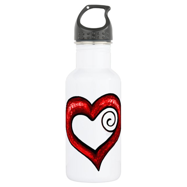Rotes wirbelherz edelstahlflasche (Vorderseite)
