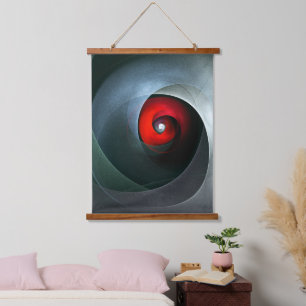 Rotes Wirbelmuster der modernen abstrakten Kunst # Wandteppich Mit Holzrahmen