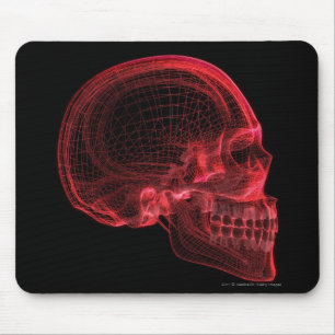 Rotes wireframe eines Schädels Mousepad
