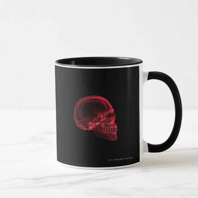 Rotes wireframe eines Schädels Tasse (Rechts)