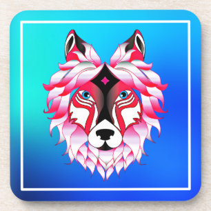 Rotes Wolfskopf-Polygon-Design-24531 Getränkeuntersetzer
