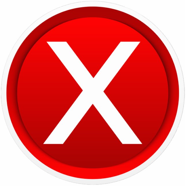 Rotes X - Nein / Falsches Symbol Freistehende Fotoskulptur (Vorne)