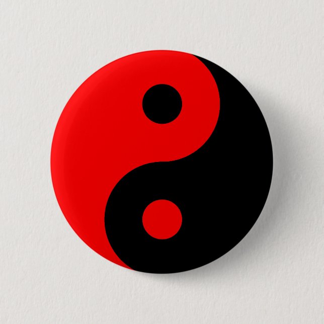 Rotes Yin Yang Symbol Button (Vorderseite)