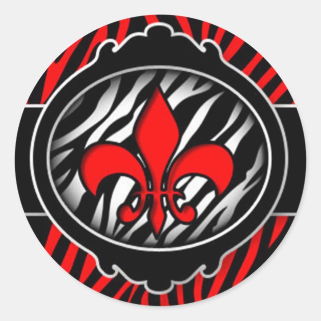 rotes Zebrasymbol Runder Aufkleber (Vorderseite)