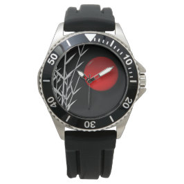 Rotes Zen-Rundschild Armbanduhr