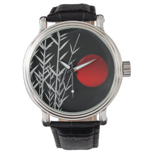 Rotes Zen-Rundschild Armbanduhr