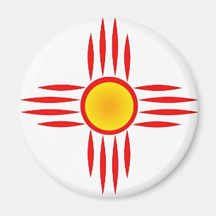 Rotes Zia mit gelbem Zentrum Magnet