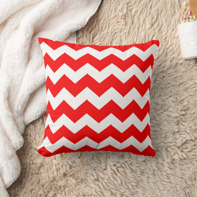 Rotes Zickzack-Design Kissen (Decke)