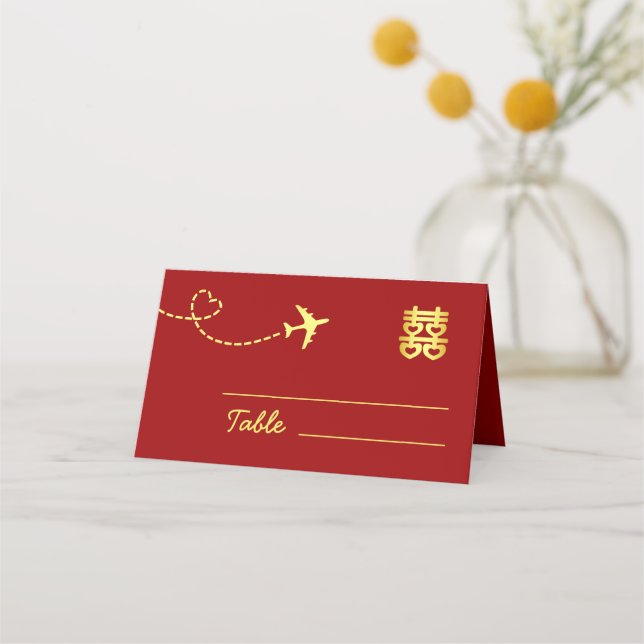 Rotes Ziel Chinesische Hochzeitsreise Flugzeug Rou Platzkarte (Vorderseite)