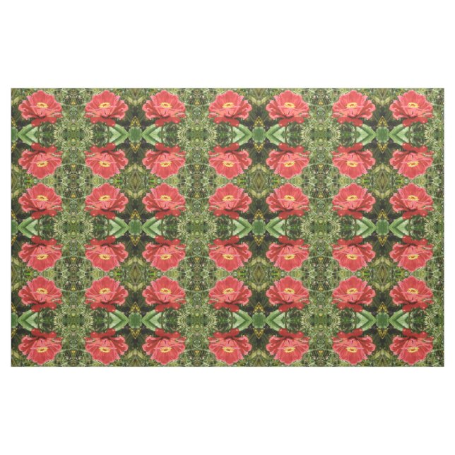 Rotes Zinnia Gemustertes Gewebe Stoff (Fat Quarter (45,7 x 55,9 cm))