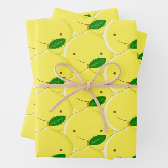 Rotes Zitronenmuster Geschenkpapier Set (Beispiel)
