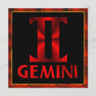 Rotes Zwillings-Horoskop-Symbol Einladung