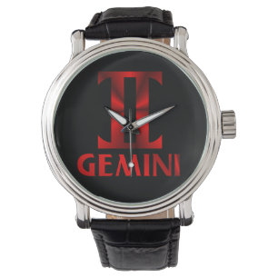 Rotes Zwillings-Symbol Armbanduhr