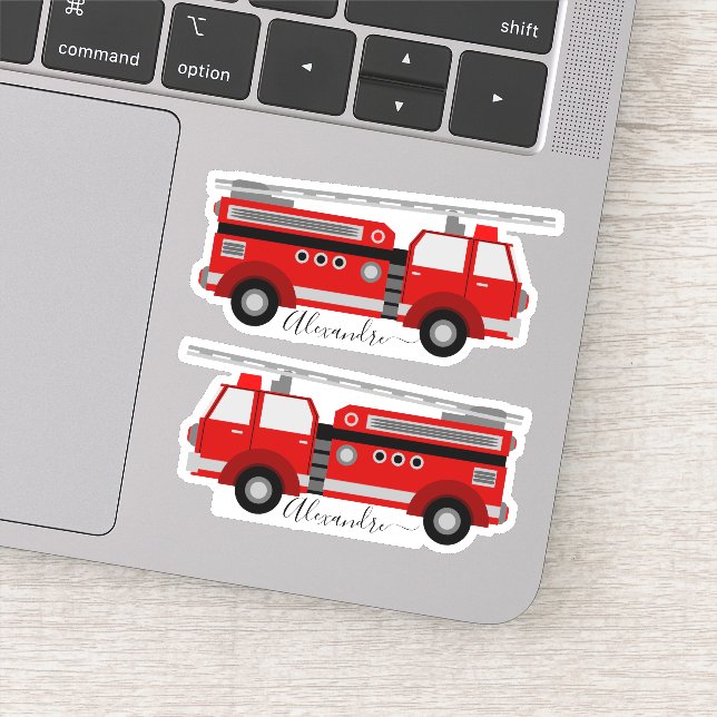 Rotfeuerwagen personalisiert Ihren Namensaufkleber Aufkleber (Detail)